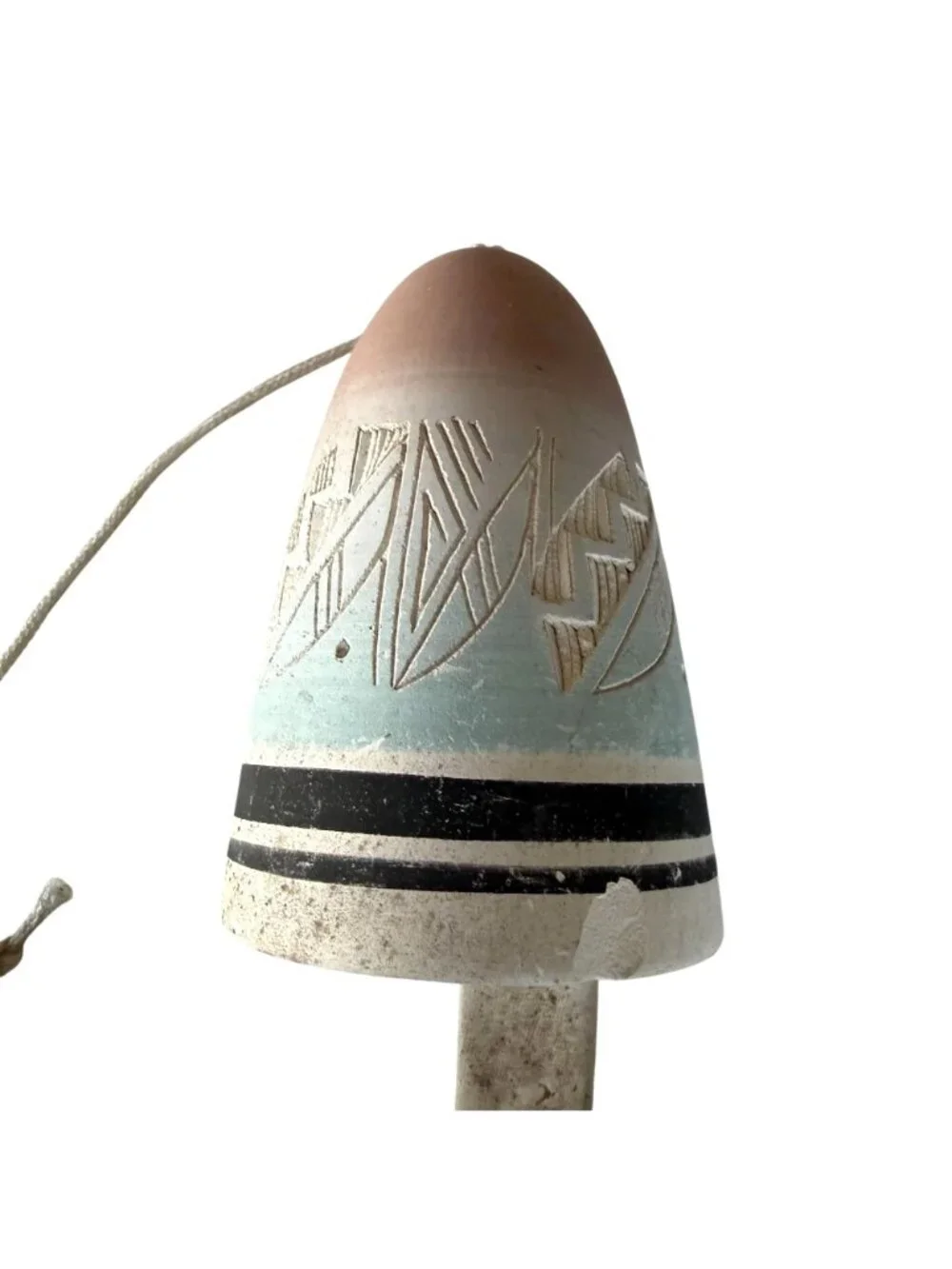 Native American Pottery Wind Chime VTG Navajo Signed Ceramic Bell Southwestern